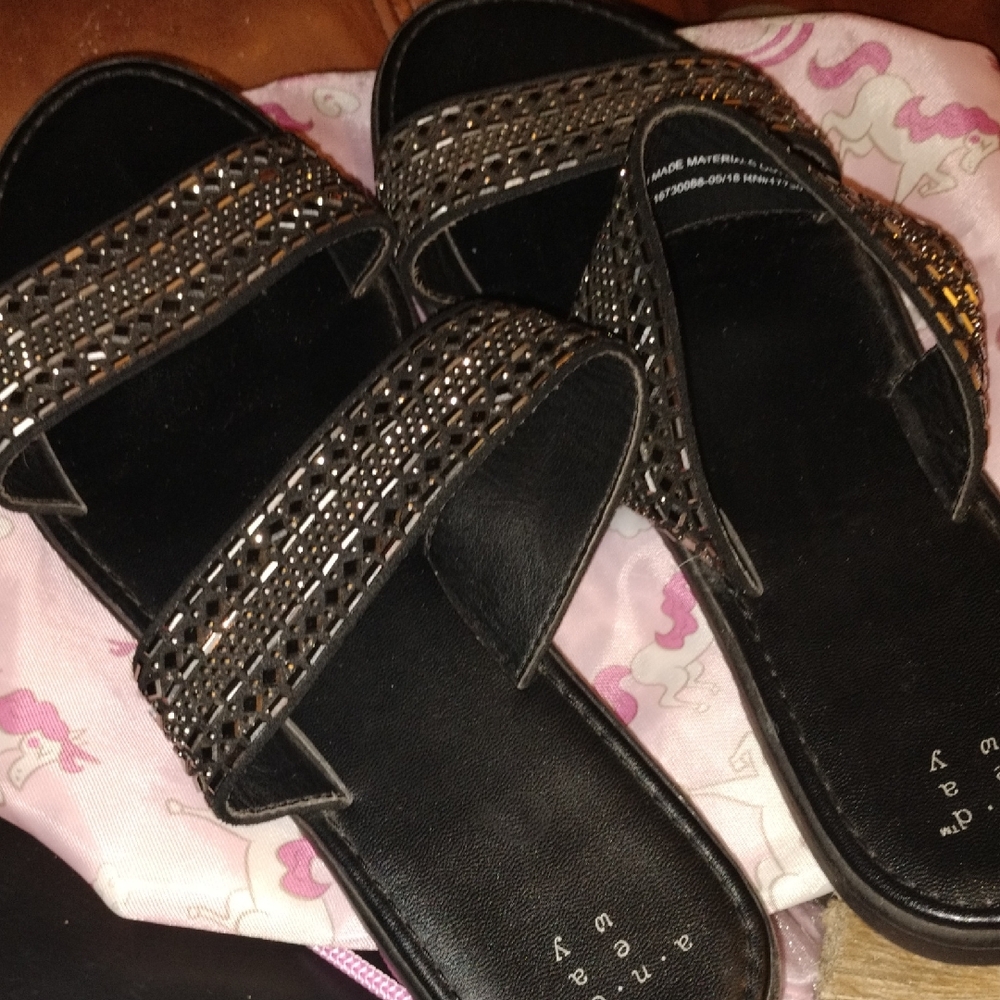 a new day Black and Silver Beaded Sandals